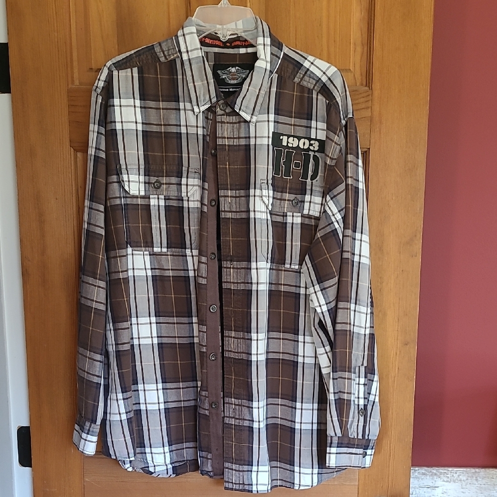 Harley-Davidson Men's Brown Plaid Shirt